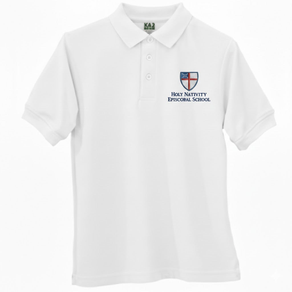 Holy Nativity Jersey Knit Polo with Rib Cuffs