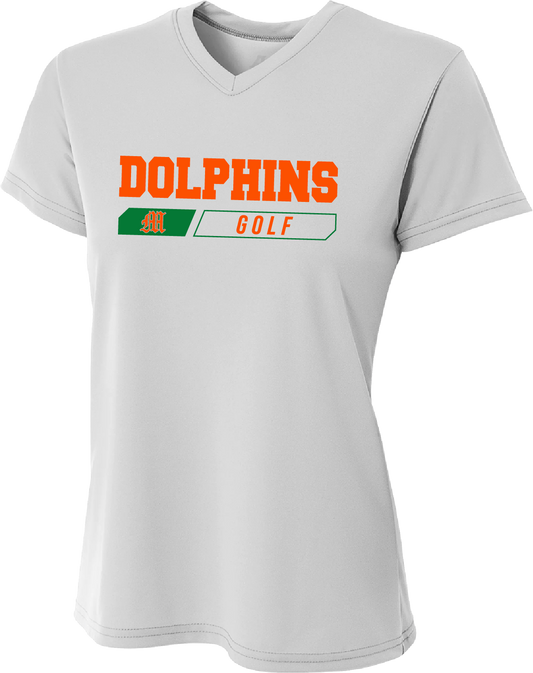 Women's Mosley Golf Dry Fit Vneck Tee – Silver