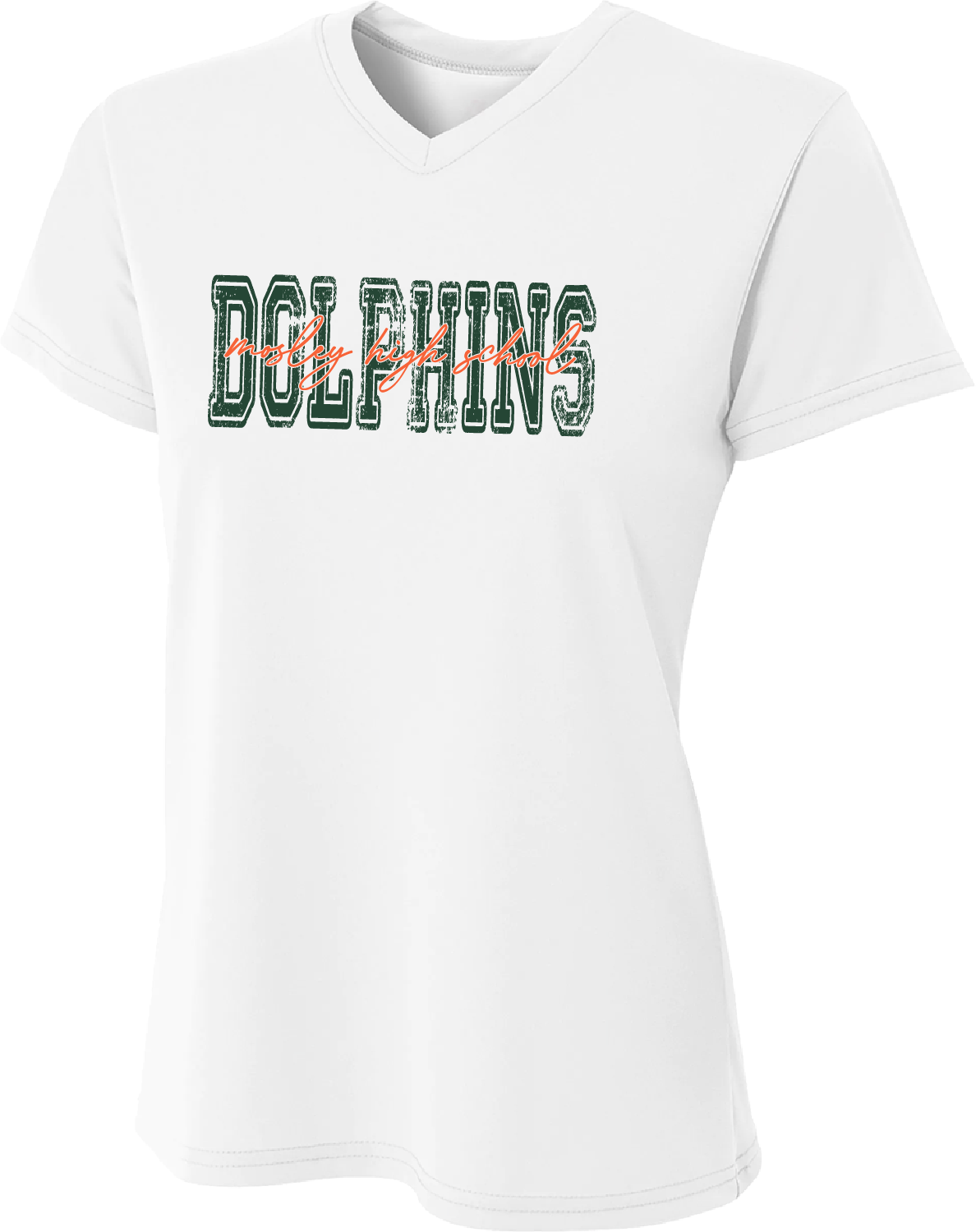 Women's Mosley Script Dry Fit Vneck Tee – White