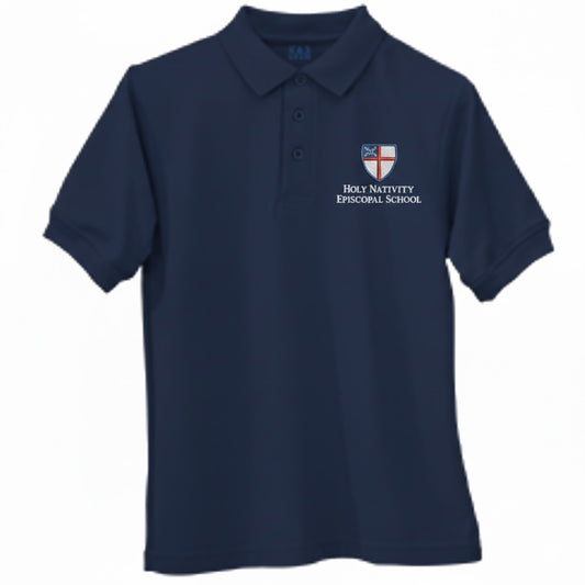 Holy Nativity Jersey Knit Polo with Rib Cuffs