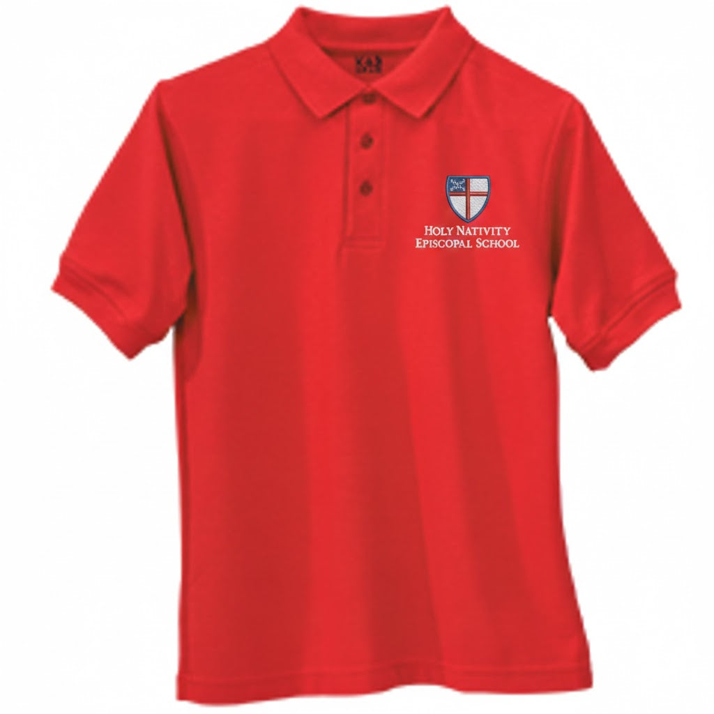 Holy Nativity Jersey Knit Polo with Rib Cuffs